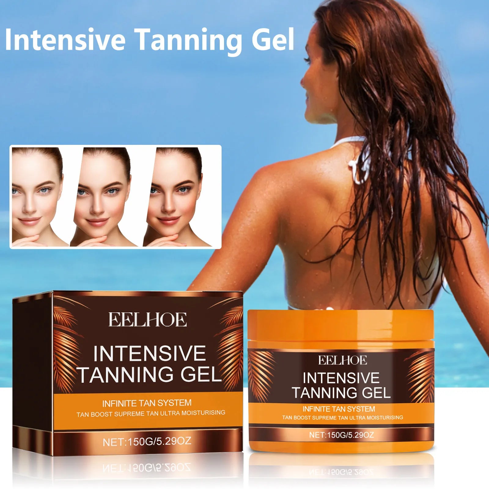 Custom Logo EELHOE Not Greasy Sunless Powerful Self Tanning Gel for All Skin Types Tanning Accelerator Tanning Lotion