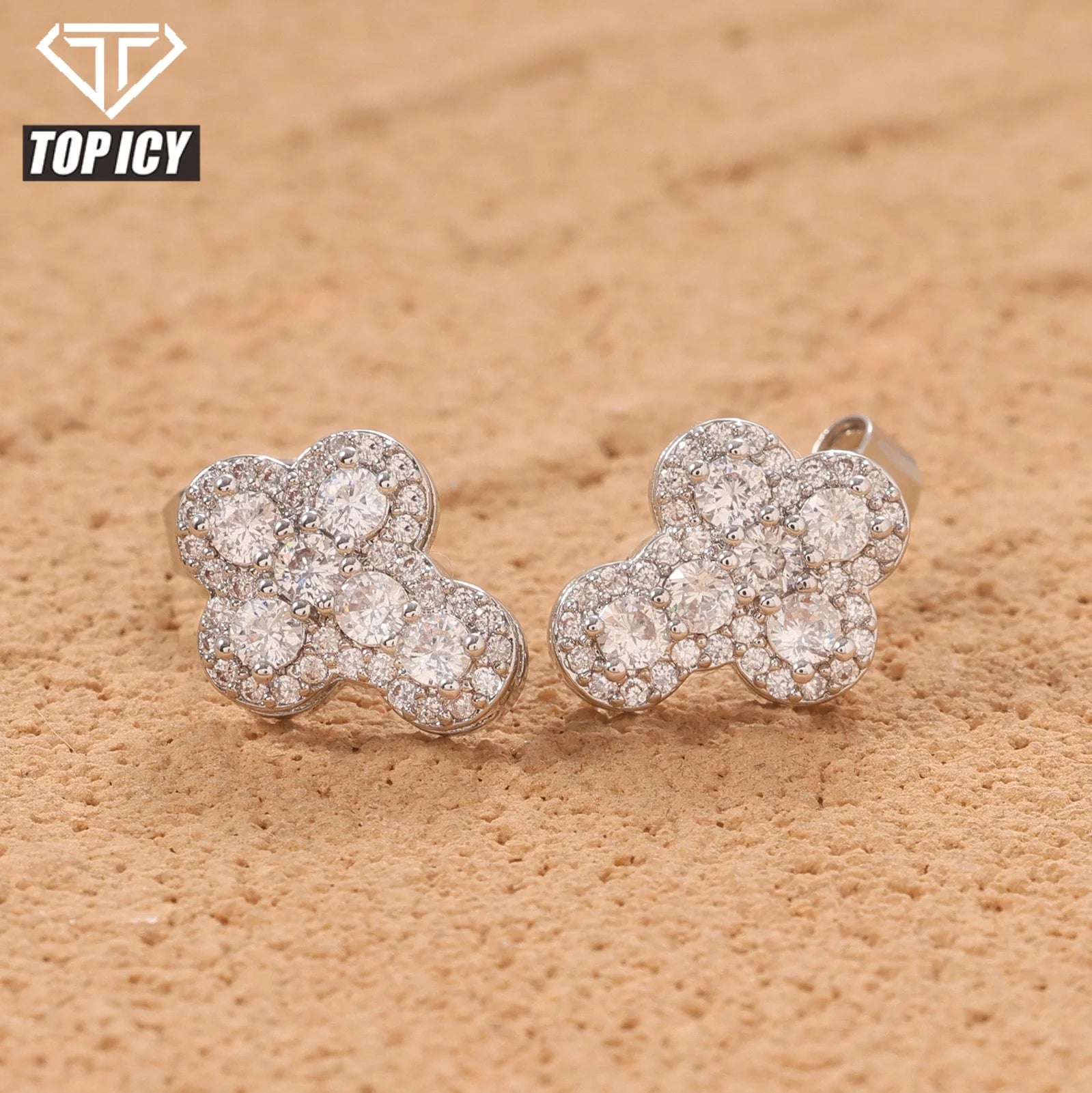 Fashion Hip Hop Jewelry Brass With 18K Gold Plated Rose Gold Plated Earring Cross Jewelry 5A Zircon Stud Earrings for Gift