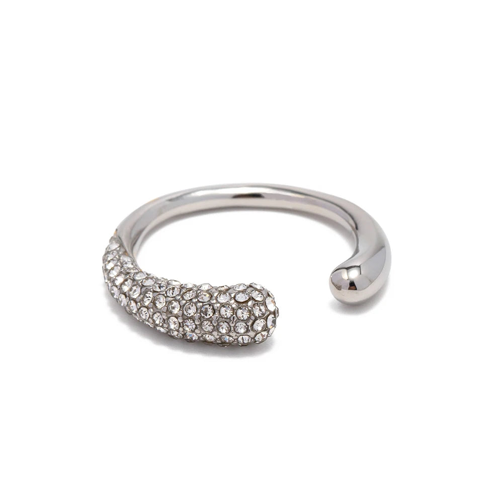 Irregular Waterdop Shiny Small Cubic Zirconia 18K Silver Gold Plated Stainless Steel Adjustable Rings