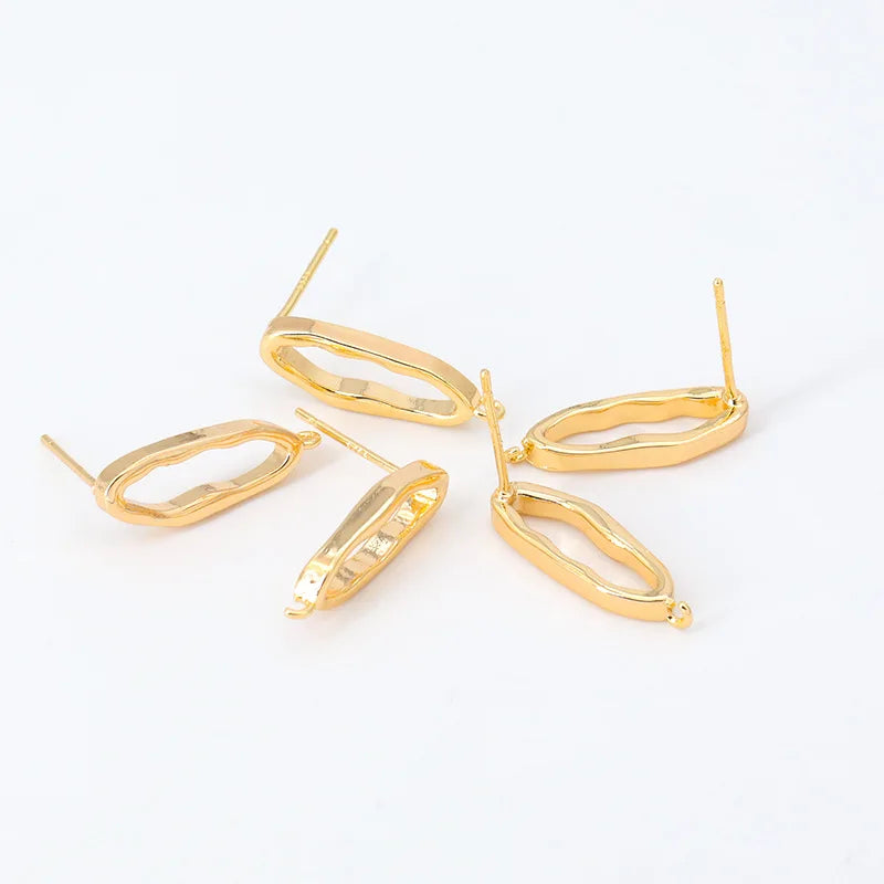 DIY New Fashion Irregular Hollow Hoop Earrings W/Ring Jewelry Luxury Pure Copper Stud Earrings