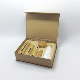 8.5cm Airtight Glass Storage Container Child-Proof Bamboo Lid Acrylic Plastic 4oz 8oz 16oz Cream Jars for Skin Care Serum 20ml