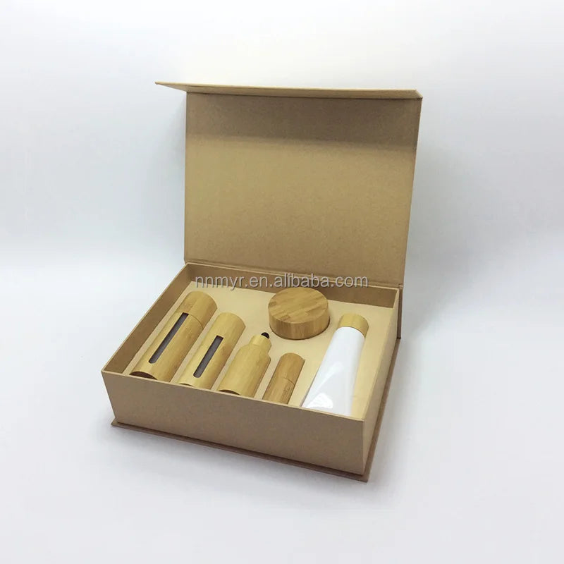 8.5cm Airtight Glass Storage Container Child-Proof Bamboo Lid Acrylic Plastic 4oz 8oz 16oz Cream Jars for Skin Care Serum 20ml