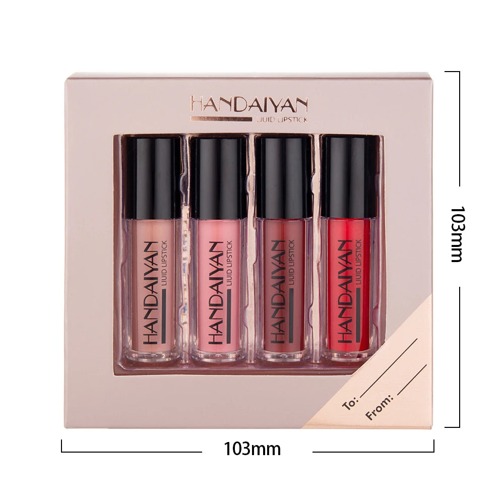 Handaiyan Matte Dramatic Color 4PCs Combination Lip Gloss Gift Set