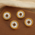 Fashionable Roman Numerals Cubic Zirconia Round Hollow Out Stud Earring Stainless Steel Gold Plated Earrings Boucles Doreilles