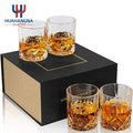 Stylish Premium 11oz Crystal Clear Cocktail Glass Set Unique Design Old Fashioned Whiskey for Presents Pack of 4