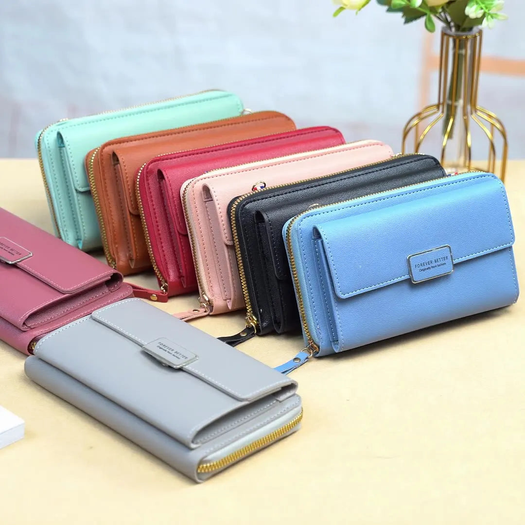 Fashionable Mobile Phone Bag Large Capacity Zippered Mobile Phone Long Wallet Multi-functional Handbag