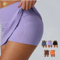 CNSHELL Custom Logo Nylon Brushed Fabric Yoga Fitness Running Gym Sports Tennis Skirt With Safety Shorts