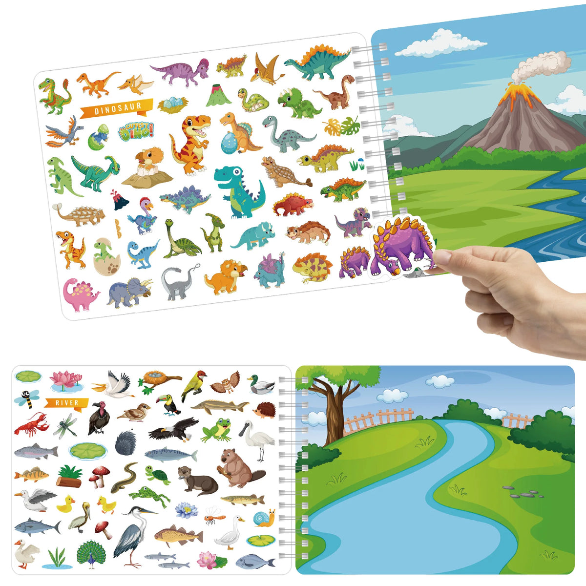Factory Custom Early Education Animal Themed Multi-Scene Waterproof Paper Material DIY Stickers Coloring Quiet Book
