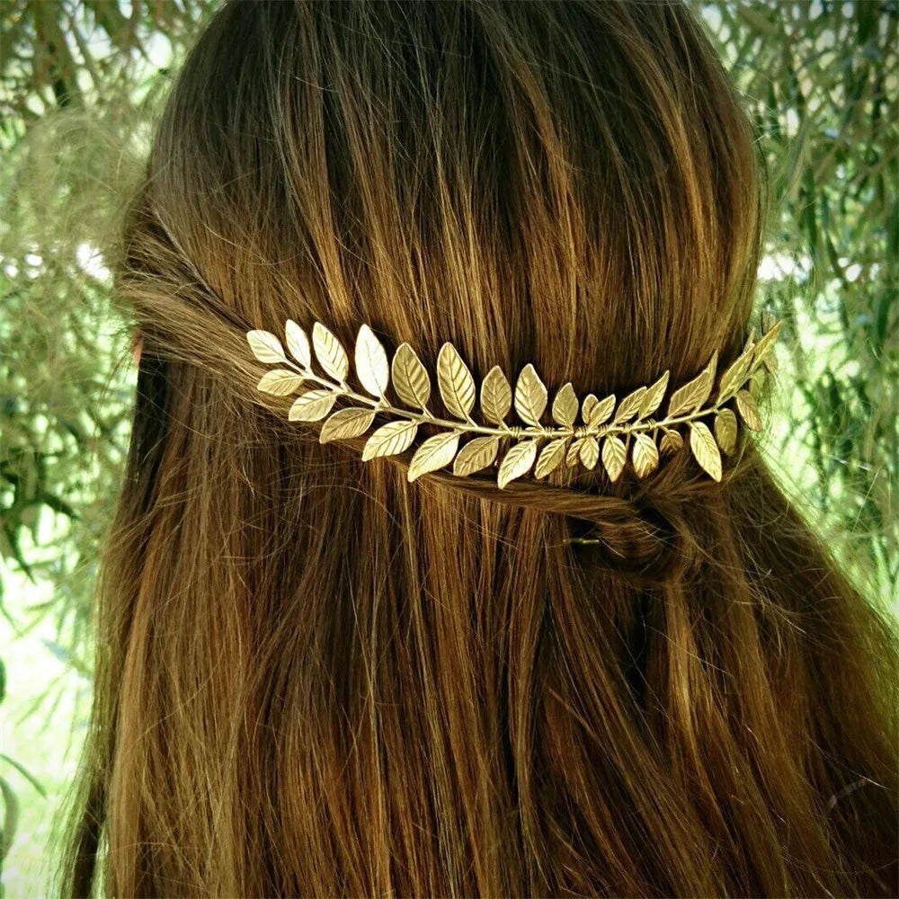 Fashion Jewelry Vintage Leaf Hair Clip Gold Color Punk Leaves Comb Hairpins Women Girls Party Accessories Alloy Clip