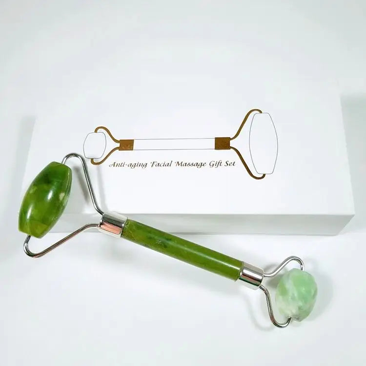 HY high quality custom box natural anti aging 100% facial xiuyan jade roller gua sha set for face