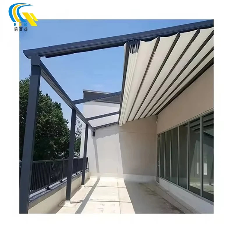 Waterproof PVC Folding Retractable Pergola Roof Motorized Awning Patio Canopy Pergola With Shade