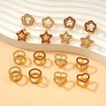 Stylish Personalized Stainless Steel Jewelry Wholesale 18K Gold Plated Heart Star Flower Double Sided Diamond Ladies Earrings