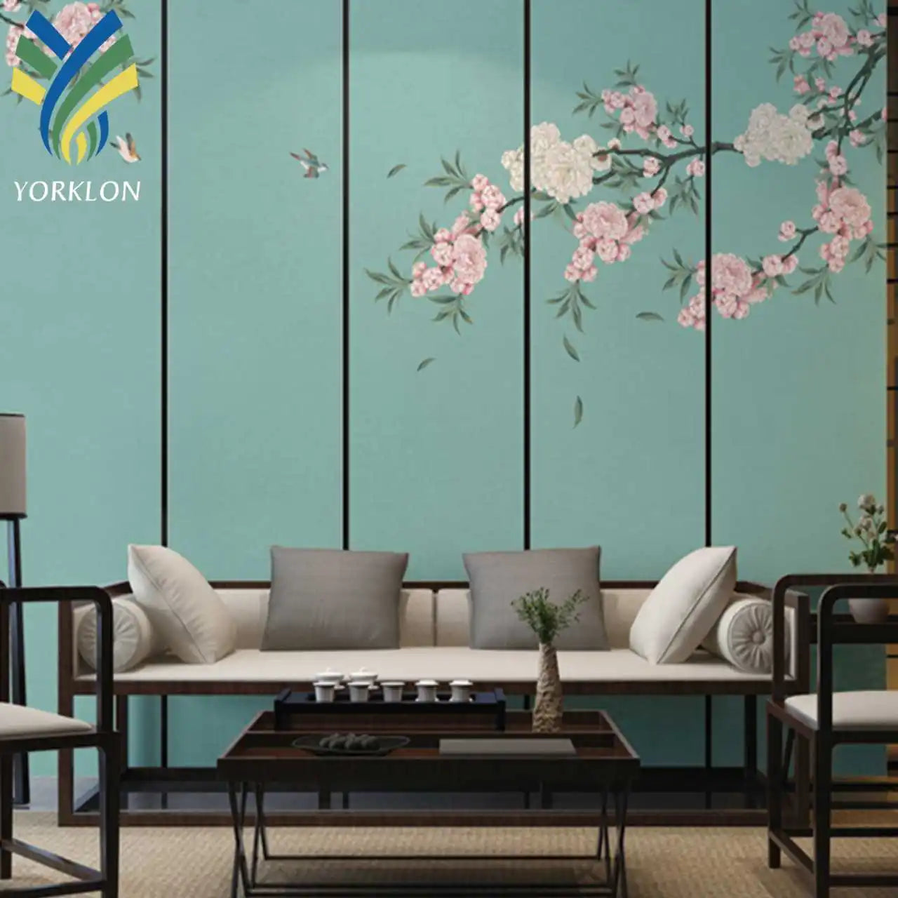 Custom Floral Murals 3D Non-woven PVC Textured Patterns Custom Wallpaper Wall Coverings