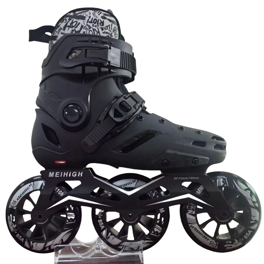 JINGYING Fix Size Adult Inline Skates Air Cushion Hard Shell Cool Black White Urban Free Roller Inline Skates Shoes