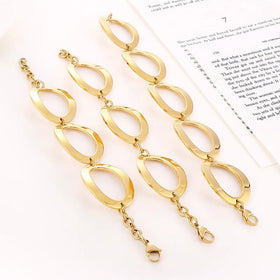 Wholesale Fashion Personalized Design Exaggerated 18K Stainless Steel Round Plate Combination Women's Gold Bracelet