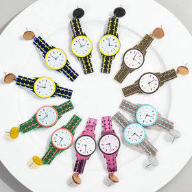Creative Trendy New Designer Simple Print Wrist Watch Glitter Strap Long Drop Acrylic Mirror Earrings Christmas Gift for Women