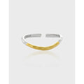 Double Colors Mixed 925 Sterling Silver Line Shaped Open Adjustable Thin Finger Ring for Women