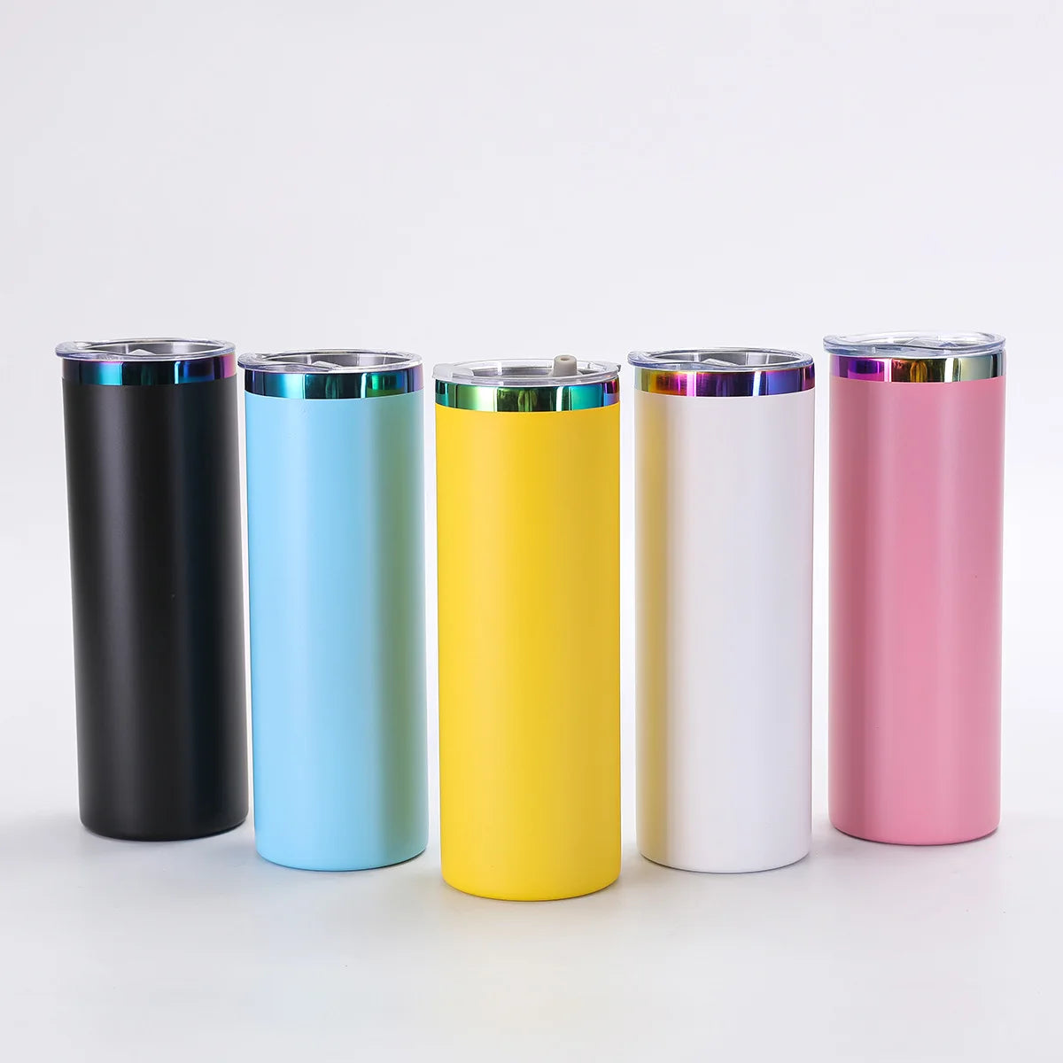 New Arrival Powder Coated 20oz Stainless Steel Vacuum Insulated Tumbler Skinny Straight Tumbler Travel Coffee Mugs