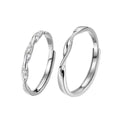 Cheap Price Fashion Jewelry White Brass Quality Silver Plated Couples Rings Free Size With Zircon Stones Lovers Pair Rings