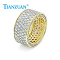 11mm Full of Round Shape Ring Eternity Band Sterling 925 Silver Hip Hop Moissanite Ring Men Women Diamonds Male Jewelry