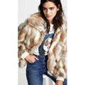 Newest Ladies Casual Winter Coat With Multicolored Zipper Faux Fur Plus Size Trench Outerwear Polyester Lining Printed Features