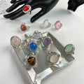 Natural Gemstone Rings Crystal Cabochon Stone Ring Crystal Rings Natural Stone Jewelry