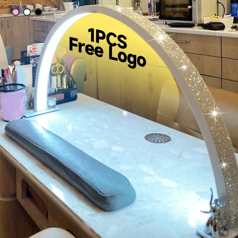 Free LOGO 48W Beauty Salon Lighting Nail Painting Care Set Arch Ring Led Half Moon Diamond Nail Lamp Desktop Manicure Tool Lamp