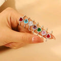 Fashion Colorful Heart-shaped Zircon Full Diamond Adjustable Rings for Women Wholesale Jewelry