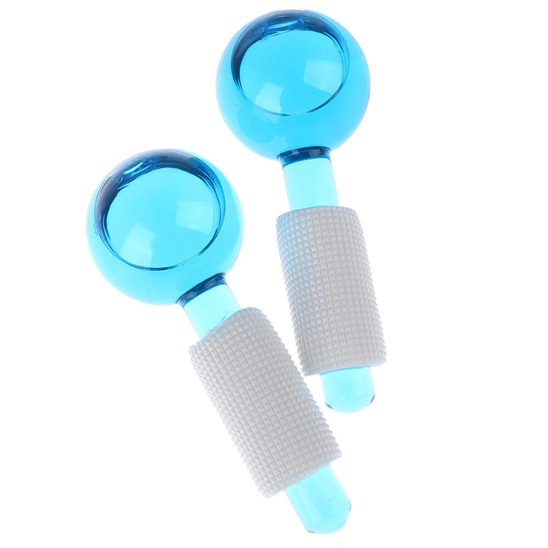 HZ Glass Blue Colors Ice Globes for Face Lift Skin Care Massage Products With Box Skin Care for Black Women