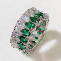 Special Design Fine Fashion Jewelry Round Full CZ Stone Light Luxury Double Row Water Drop Zircon Ring