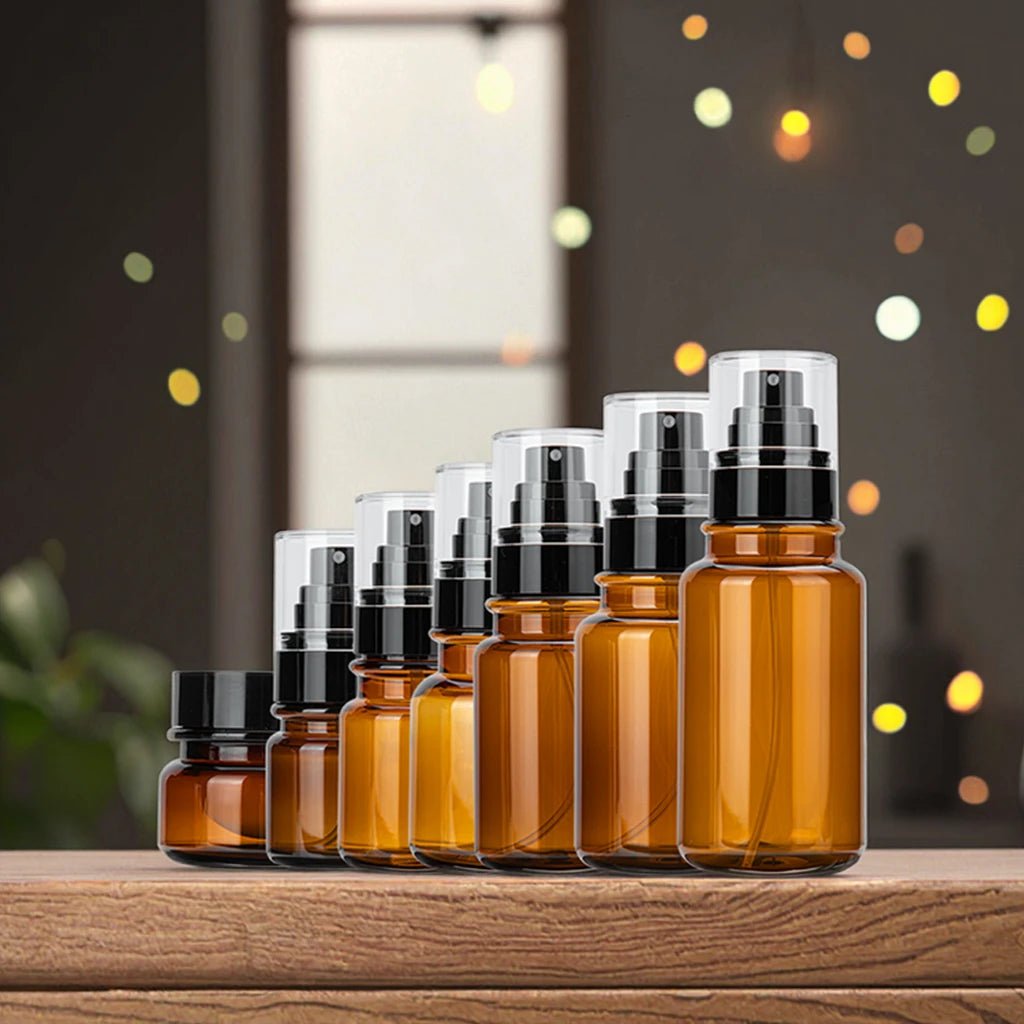 Amber PET Plastic 40ml-170ml Empty Room Mist Spray Bottles Screw Cap Pump for Air Freshener Skincare Packaging for Wigs Blush