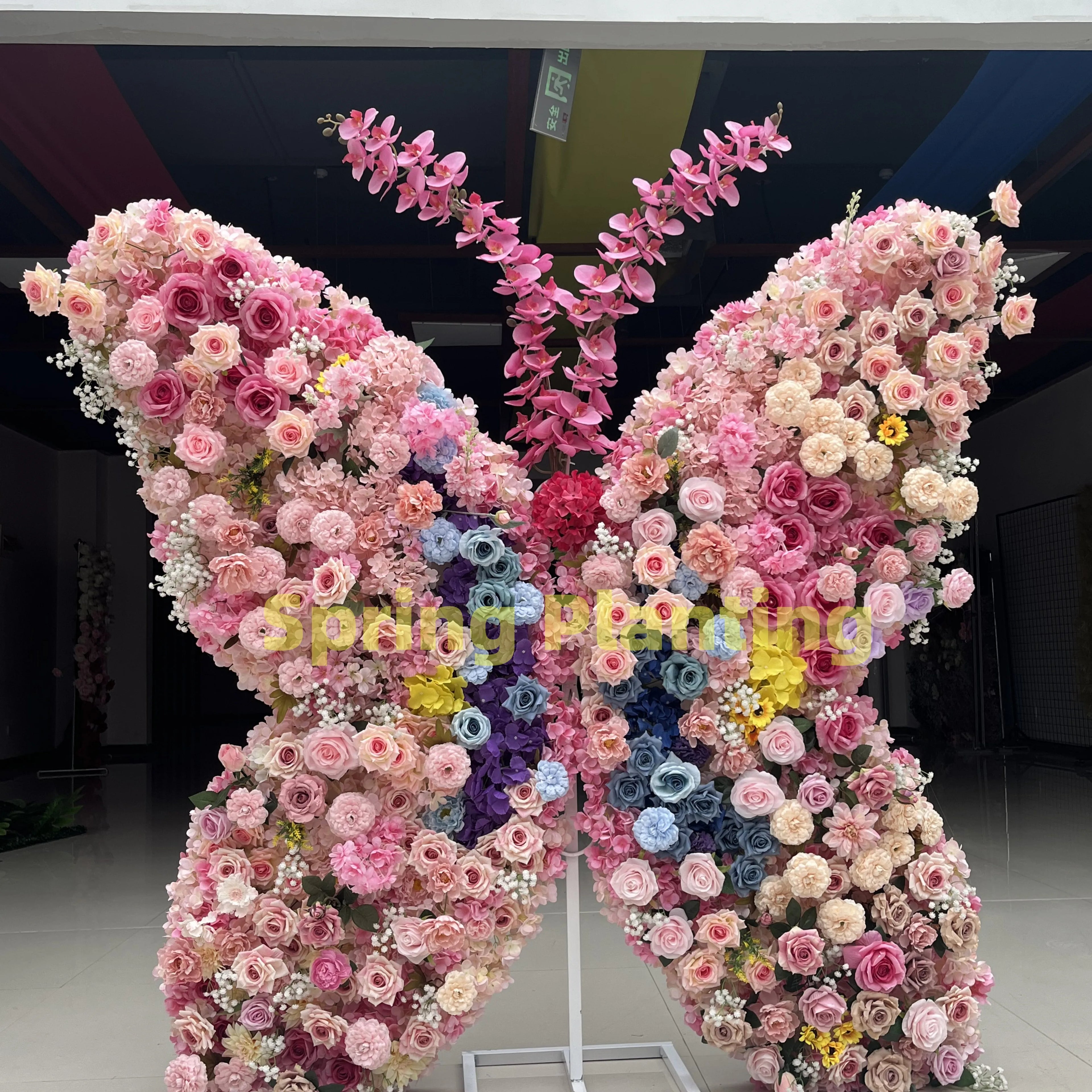 Wedding Backdrop Flowers Arch Shop Decor Artificial Flowers Row Butterfly Flowers Arch for Wedding