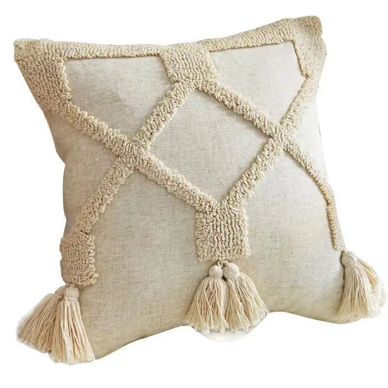 Scandinavian Moroccan Style Tufted Embroidery Sofa Cushions Decorative Fringe Embroidery Pillow Covers