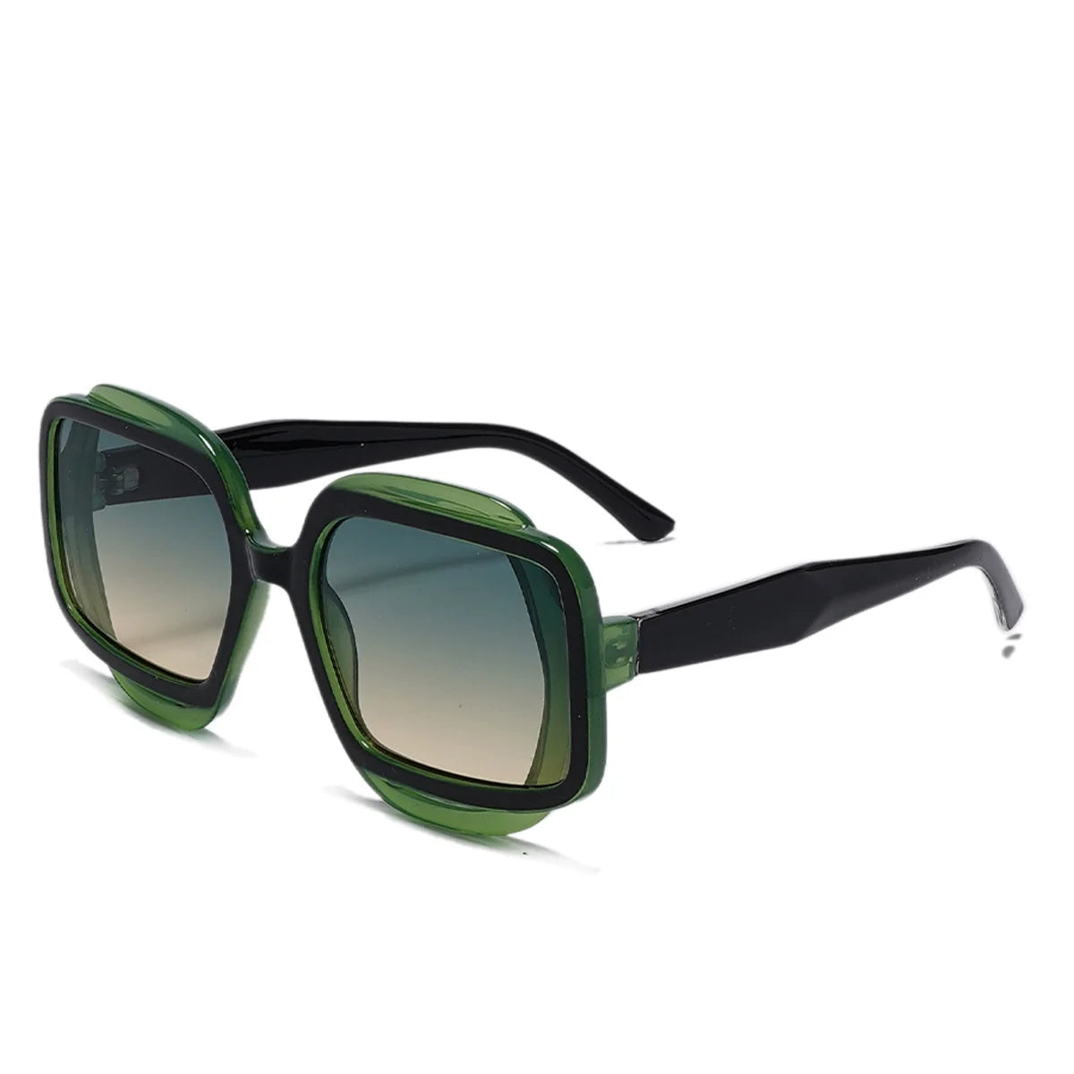 2025 Women's Large Polygonal Frame Sunglasses Gradient Black UV400 New Style PC Material Sunglasses