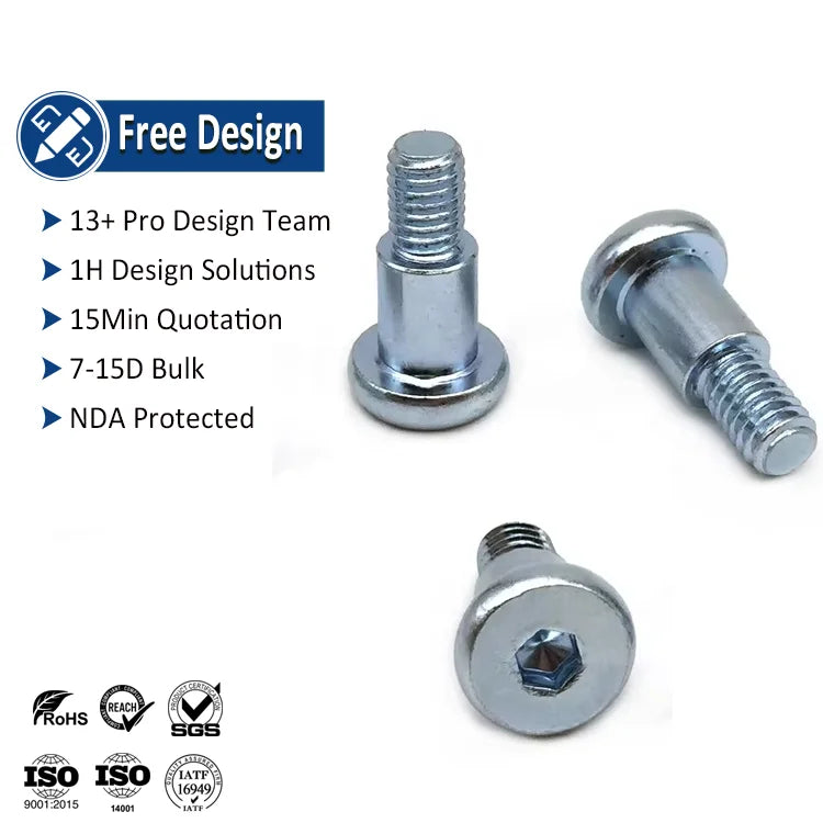 Steel Blue Galvanized Metric Precision Tornillos DIN Standard Hexagon Socket Allen Head Shoulder Screws Bolts