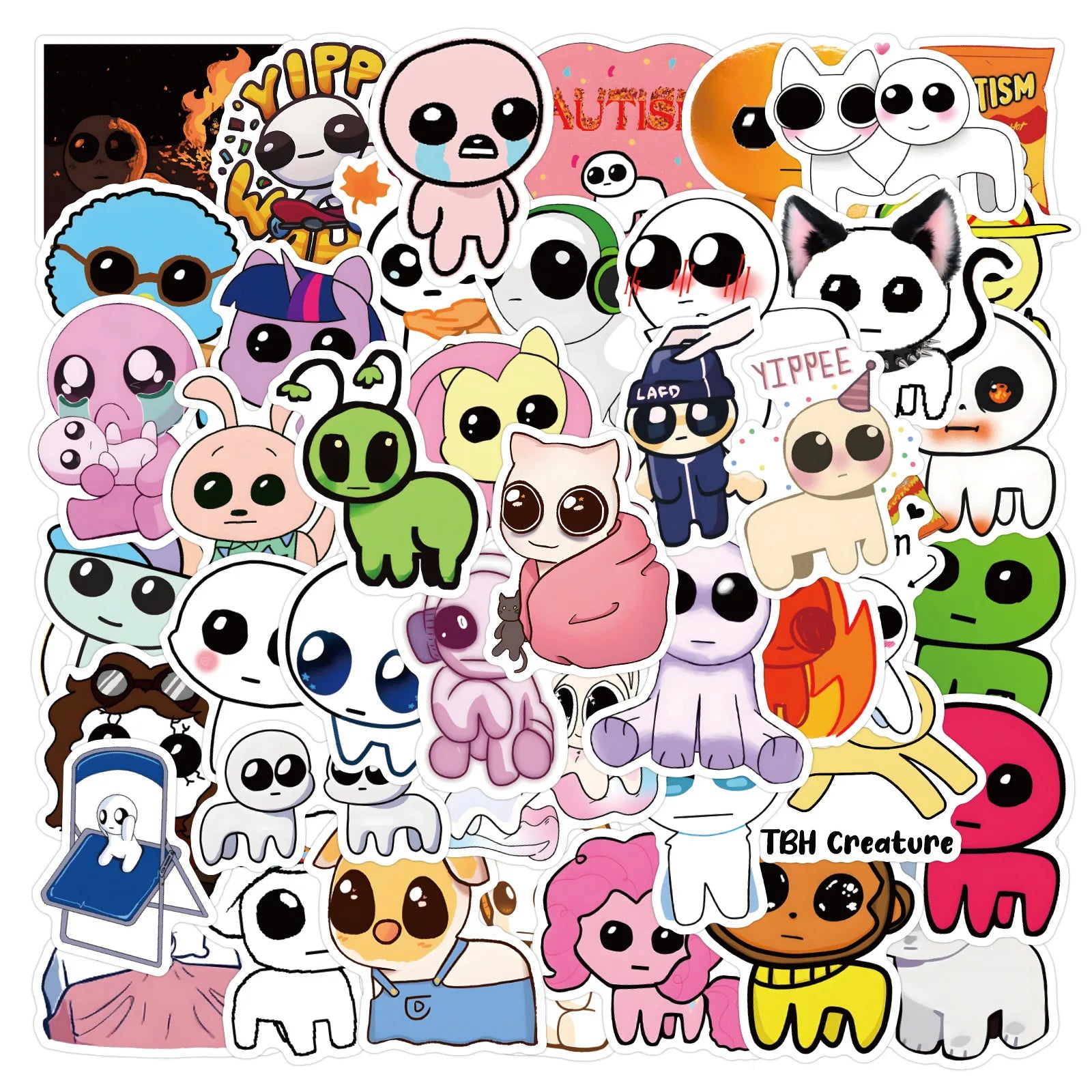 50PCS Cute Cartoon TBH Autism Creature Yippies Stickers