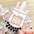 27-pcs Bubble Tea Drinks Sticker Pack Cute Boba Tea Die-Cut Jurnal Fun Sticker Pack Set