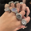 Wholesale Niche Couple Stainless Steel Accessories Vintage Creative Stretch Ring Personality Punk Watch Ring Gifts for Women