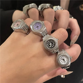 Wholesale Niche Couple Stainless Steel Accessories Vintage Creative Stretch Ring Personality Punk Watch Ring Gifts for Women