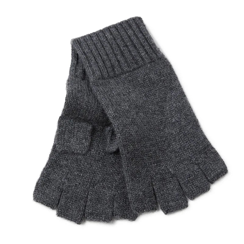 Factory Custom Men Hand Gloves Fluffy Wool Cashmere Gloves Blue Fingerless Knitted Winter Fashion Half Finger Gloves for Girls