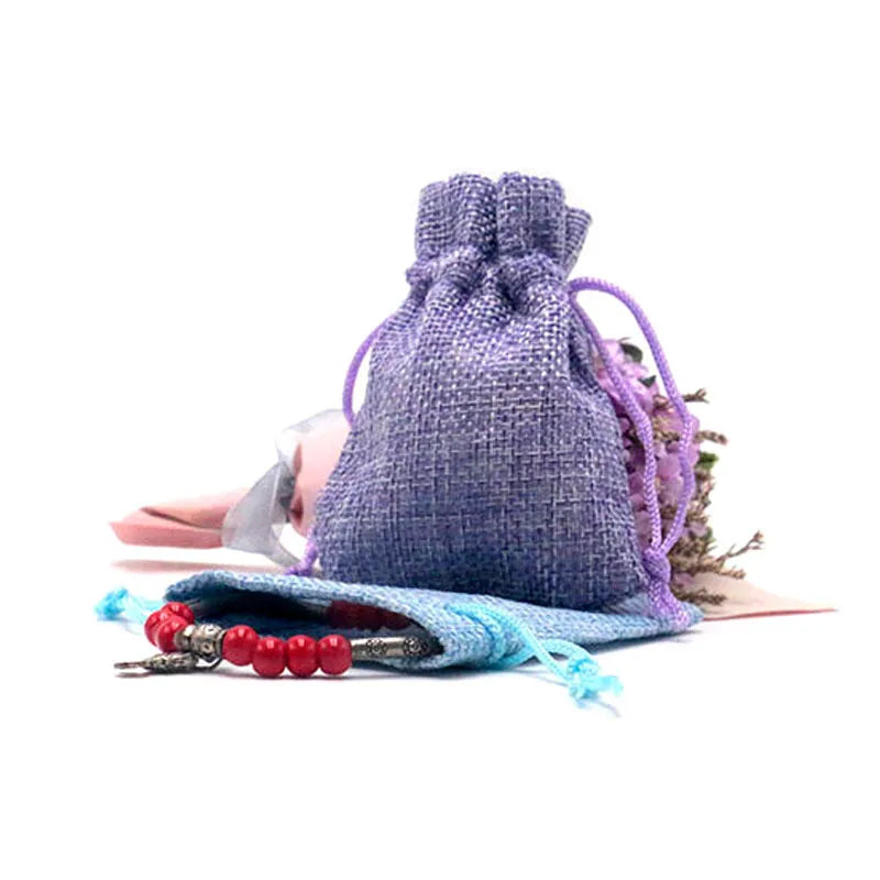 Purple Cotton Linen Bag for Jewelry Packaging Drawstring Storage Pouch Factory Direct Sales Customizable Logo in Stock