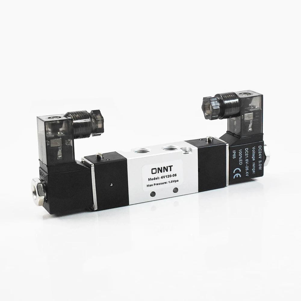 Small Size Double Coil Control Solenoid Valve 4V120-06 G1/8 5/2 Way AC220V DC24V AC110V DC12V Pressure Operated for Gas OEM