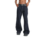 2024 Wholesale Custom Jeans for Men Straight Loose Fit Jeans Quality Dark Blue Denim Jeans for Men