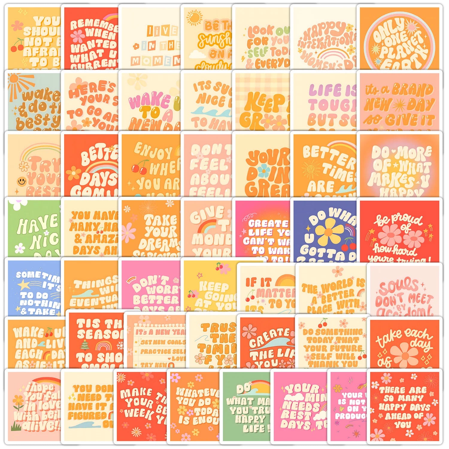 50PCS Boho style cute encourage phrase card inspirational sticker
