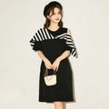 Summer Short-sleeved Dress Thin Round Neck Mid-length Fashion Knitted Skirt Loose  Knit Dresses for Women