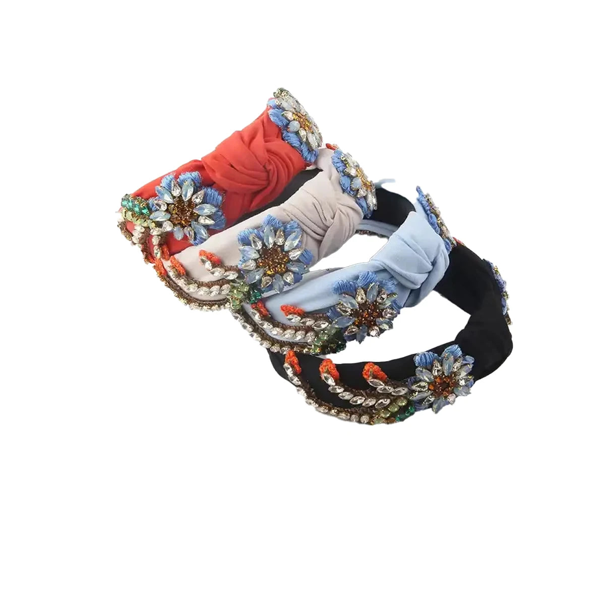 Fashion Luxury Hand Headband Embroidered Rhinestone Diamond Pearl Knot Headband Hair Hoop Women Hair Accessories Headband