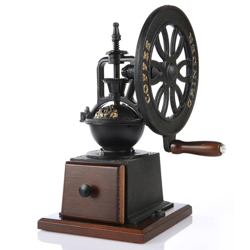 Ecocoffee Retro Classic Manual Coffee Grinder Cast Iron Wheels Beenchwood Ceramic Core Barista Accessories BM39