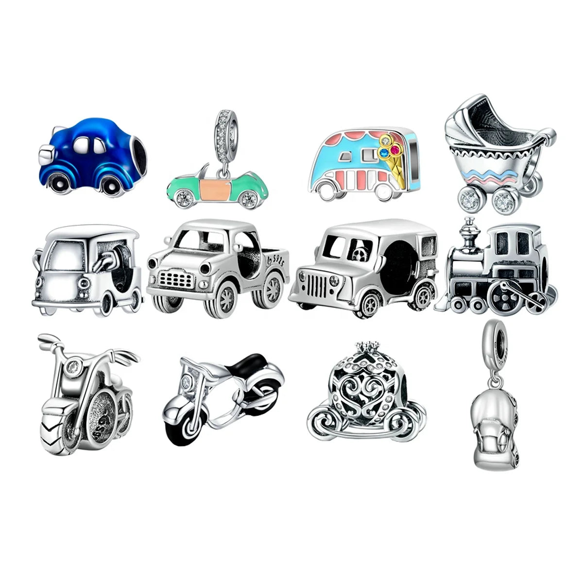 Fine Jewelry 925 Bracelet Cars Cute Silver Charms for Bracelet Making