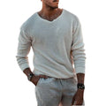 European American Style Men's Casual Loose Knitwear V-Neck Large Size Long-Sleeved Pullover Sweater Winter Cross-Border Thin ODM
