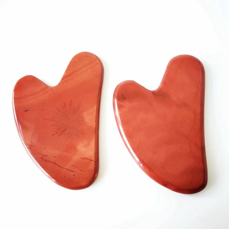 Red Jasper Gua Sha Tool Natural Stone Full Body Facial Massage Beauty Wellness Therapy Accessory